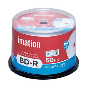 imation �C���[�V���� 1��^��p �u���[���C�f�B�X�N BD-R 25GB �z���C�g���C�h�v�����^�u�� �X�s���h���P�[�X IM081 (�Ж�1�w/1-6�{��/50��)