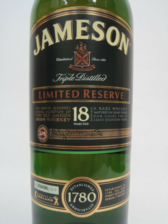 楽天市場】ジェムソン 18年 リミテッドリザーヴ 並行品 40度 700ml 