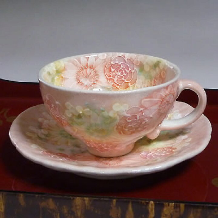 楽天市場】瀬戸焼工房ゆずりは紅彩優花コーヒー碗皿（コーヒーカップ  