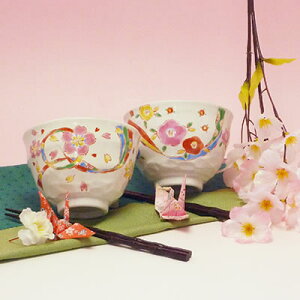 美濃焼色絵萬福ペアお好み碗セット(箸付き)(茶碗)(メッセージカードサービスあり)【食器/ウェディング/結婚祝/クリスマスギフト/プレゼント】【合計金額次第送料無料】