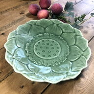 【平皿　蓮の花 23cm】セラドン陶器セラドンタイ製皿タイ料理タイ雑貨アジアン雑貨タイ食器