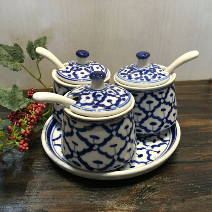 楽天市場】【調味料入れ 青白陶器】青白食器パイナップル柄陶器タイ 