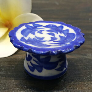 【高式・小皿ミニ(小)4cm 】青白陶器青白食器パイナップル柄陶器 小鉢タイ料理アジアン料理タイ雑貨