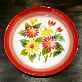 【ホーロー平皿：22cm】【B：22cm】華やかな花柄　皿タイ料理　エスニック料理タイ雑貨　アジアン雑貨食器　陶器
