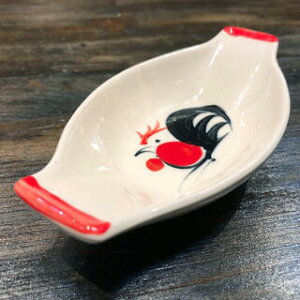 【にわとり食器 小皿/舟形】小鉢にわとり陶器にわとり食器にわとり柄タイ料理アジアン料理タイ雑貨