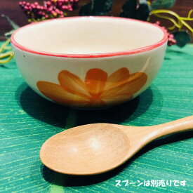 【にわとり食器 小皿/オレンジ花柄】小鉢 8.5cmにわとり陶器にわとり食器にわとり柄タイ料理アジアン料理タイ雑貨