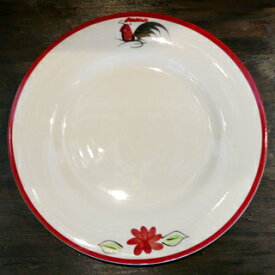 【にわとり食器 平皿 赤縁（大）26cm】平皿にわとり陶器にわとり食器にわとり柄タイ料理アジアン料理タイ雑貨