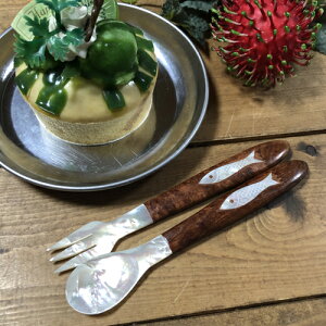 【貝細工】ティースプーン&フォークシェルタイ料理 アジアン料理 タイ雑貨 アジアン雑貨 エスニック タイフード 調理器具 hai バンコク