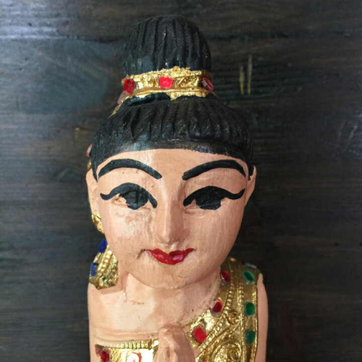 楽天市場】【サワディー人形】【座り姿 26cm】【赤A】タイの置物木製 