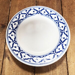 【OUT LETS!アウトレット】【平皿 18cm】【大特価!お得商品】青白陶器青白食器パイナップル柄陶器 平皿タイ料理アジアン料理タイ雑貨
