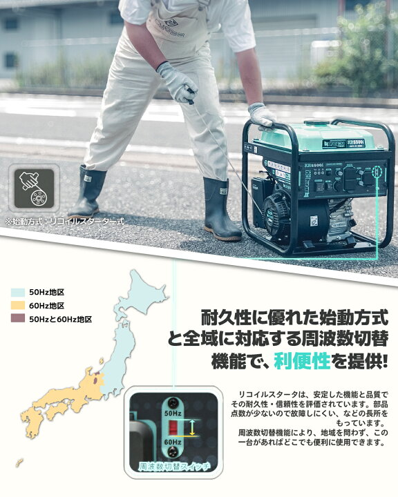 楽天市場】インバーター発電機 定格出力4.8kVA 小型発電機 高性能 