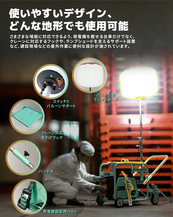 楽天市場】【防災応援！新発売～】バルーン投光器 発電機用投光器 発電 