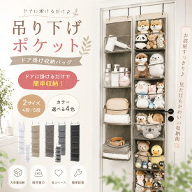 【今すぐ使える！店内全品45％OFFクーポン】《40％OFFクーポン》【楽天1位】吊り下げ収納 ポケット ドア掛け 収納ラック 4段 6段 大容量 クローゼット収納 壁掛け 省スペース バッグ収納 衣類収納 おもちゃ収納 小物収納 PVC透明ポケット 型崩れ防止 フック付き