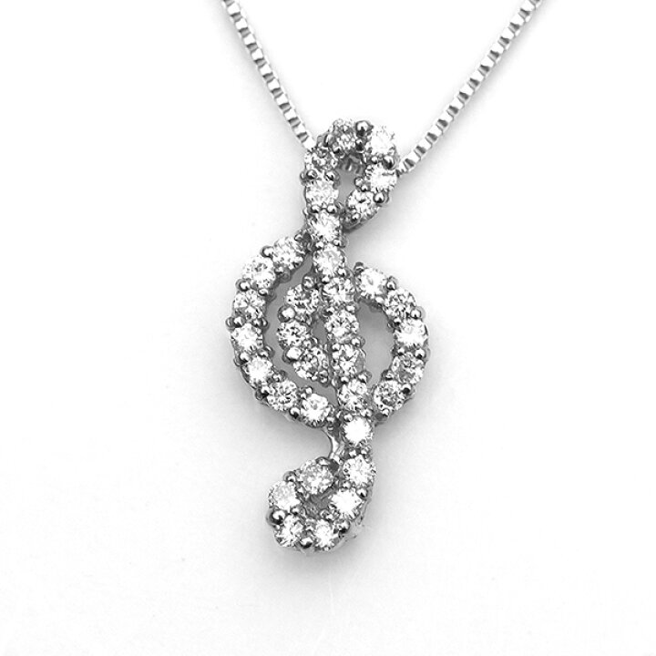 楽天市場】ダイヤモンド ネックレス 0.3ct ペンダント 音符 ト音記号 