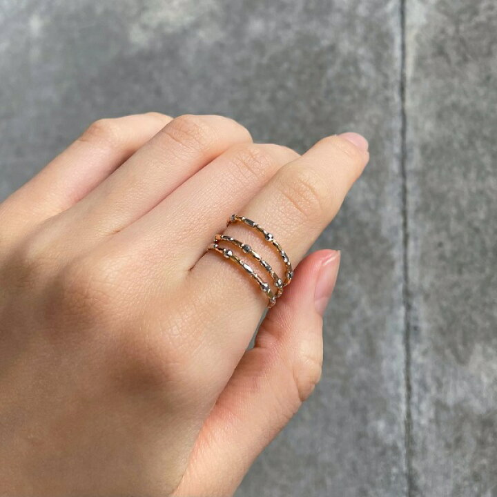 楽天市場】18金 リング 形状記憶 K18 指輪 フリーサイズ ミラーボール  