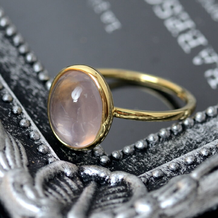 楽天市場】K18 カボションカット ローズクォーツ リング 3カラット 3ct 