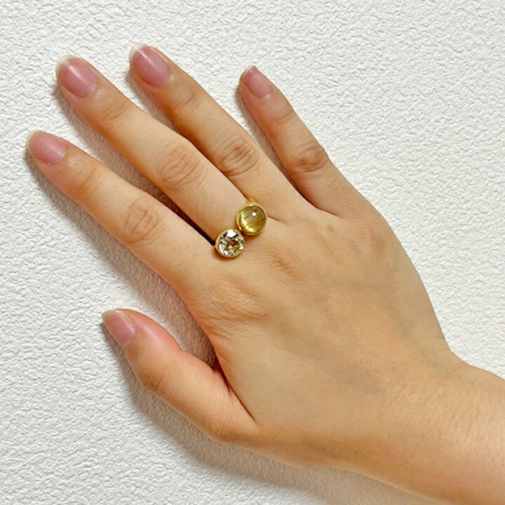 楽天市場】ルチルクォーツ ホワイトトパーズ 2石 リング 指輪 18金 18k 