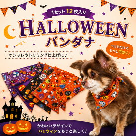 《送料無料》【業務用 ハロウィンバンダナ 12枚入り】トリミング バンダナ トリマー おしゃれ 子犬 かわいい お得 セット パピー 美容 カット 仕上げ アソート 詰め合わせ ハロウィン 仮装 コスプレ インスタ 映え