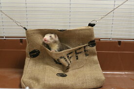 【送料無料ドンゴロス・ポシェット】 小動物 ケージ ハムスター モルモット フェレット 寝袋 ハンモック ポシェット ベッド 天然 麻 寝床