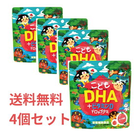 【4個セット】こどもDHA+ビタミンDドロップグミピーチ風味60粒ユニマットリケン