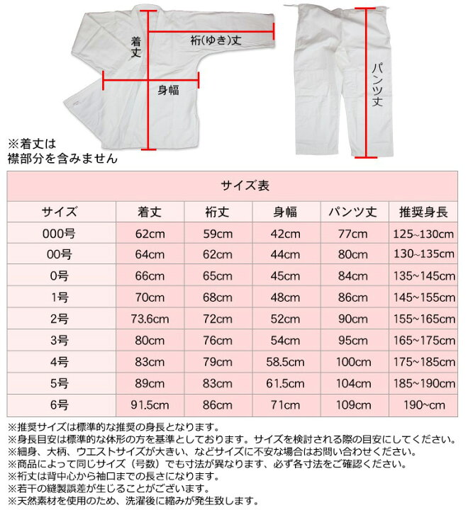 楽天市場】P/C柔道着3点セット（道衣・パンツ・帯）【000号〜6号サイズ 