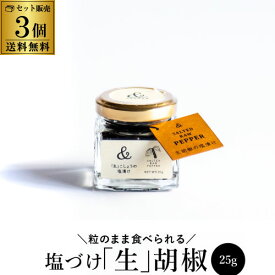 【3個で送料無料】＆PEPPER 生胡椒 塩漬け 25g×3個 75g カンボジア産 純胡椒 生コショウ 粒のまま 塩 胡椒 ブラックペッパー 新感覚 調味料 虎S