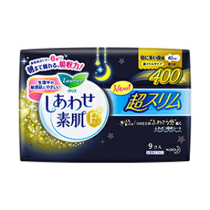 【10月25日(土)限定!当店ポイント3倍セール】花王 ロリエエフ しあわせ素肌 超スリムタイプ 特に多い夜用 羽つき 400 9コ入