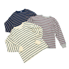 【公式】チャンピオン【50%OFFセール】Champion ボーダーロングスリーブTシャツ 24FW メンズカジュアル(C3-A407)★ メンズ レディース ロンT 長袖 長袖T