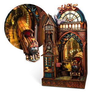 FUNPOLA �ؐ��p�Y�� 3D�p�Y�� ���@��� ���@�̉w �u�b�N�k�b�N �L�b�g Booknook �ؐ��p�Y�� DIY �~�j�`���A �h�[���n�E�X LED���C�g�t�� �{�I���� �u�b�N�G���h �W���p �N���t�g�Z�b�g ���S�҂⒆�w