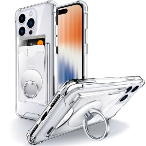 SHIELDS UP �݊��� iPhone 13 Pro�p �P�[�X �J�[�h���[ �w�ʃ|�P�b�g �����O�t�� �X�^���h�@�\ �ϏՌ� ���� TPU �X�}�z�P�[�X 6.1 �C���` �A�C�t�H�[��13�v�� �p�J�o�[ - �N���A