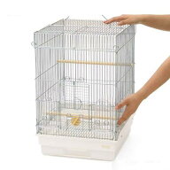 鳥かご　HOEI　35手のりステンレス　ホワイト　（37×41．5×54．5cm）　セキセイ　小型インコ　中型イン…