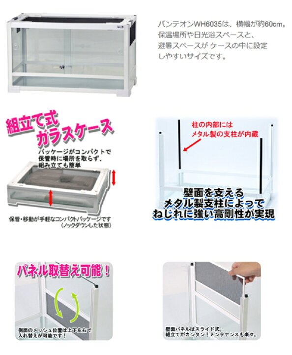 楽天市場】爬虫類ケージ 三晃商会 パンテオン ホワイト WH6035 