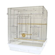 鳥かご　HOEI　465オカメステンレス　ホワイト　（46．5×46．5×58cm）　中型インコ　オカメインコ　関…