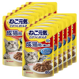 ねこ元気　総合栄養食　パウチ　成猫用（1歳から）まぐろ入りかつお　60g×12袋【HLS_DU】　関東当日便