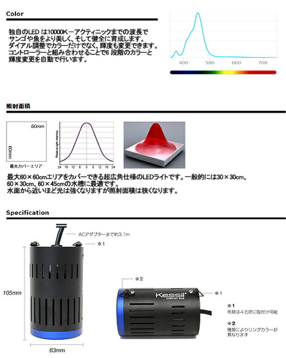 楽天市場】Kessil A160WE TUNA Blue 水槽用照明 