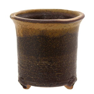 盆栽鉢 信楽焼 植木鉢 ソリひねり鉄釉 3.5号 多肉 山野草 雪割草 関東当日便
