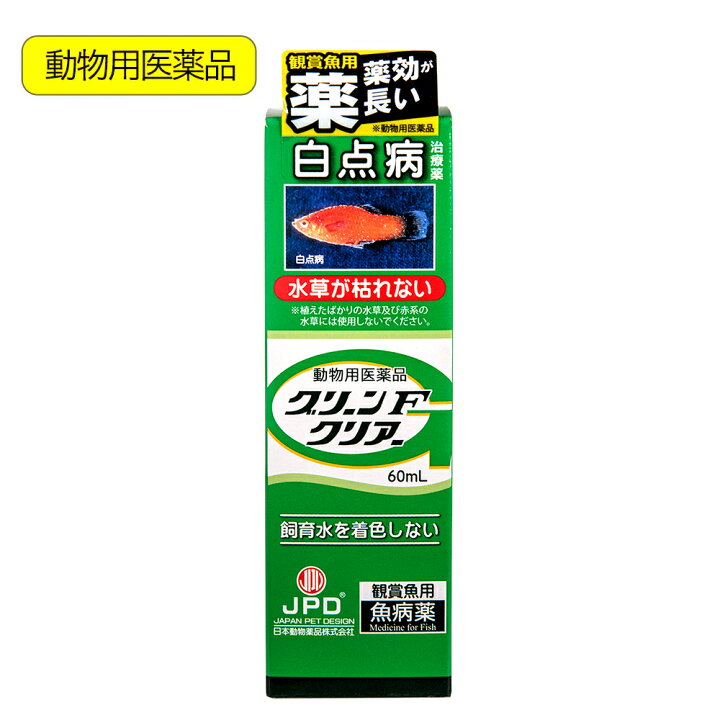 楽天市場 動物用医薬品 観賞魚用魚病薬 グリーンｆクリアー ６０ｍｌ 水草水槽使用可能 薬効１０ １４日 関東当日便 Charm 楽天市場店