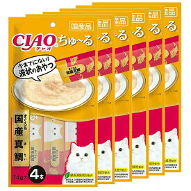 いなば　CIAO　ちゅ〜る　まぐろ＆国産真鯛　14g×4本　6袋入り　ちゅーる　チュール　猫　関東当日便