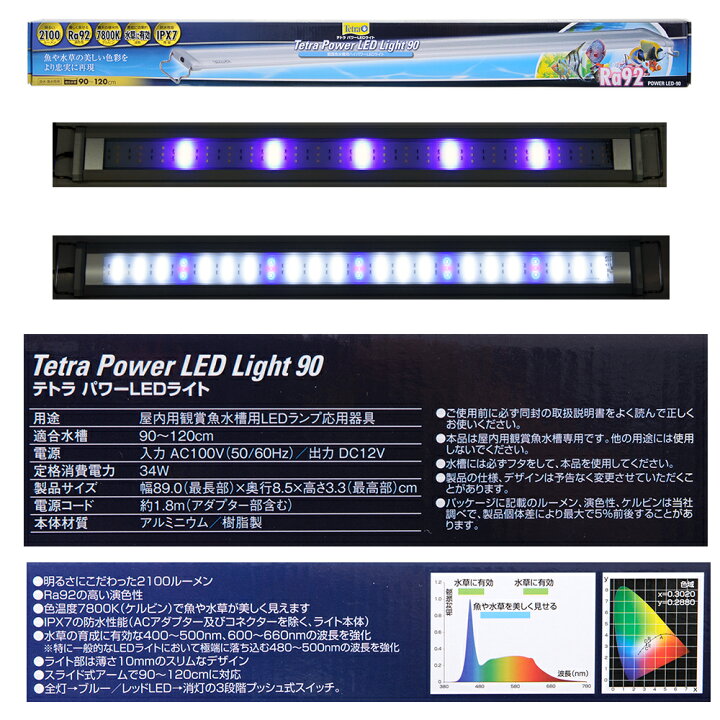 楽天市場】テトラ パワーLEDライト 90 水槽 アクアリウム 照明 