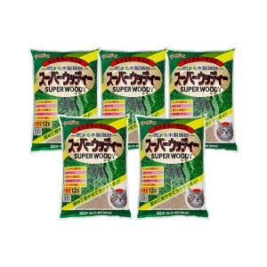 猫砂 常陸化工 固まる木製猫砂 スーパーウッディ 12L×5袋 固まる 燃やせる お一人様1点限り 関東当日便