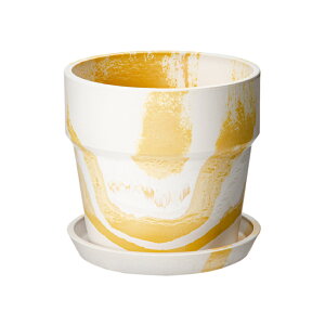 鉢 アーバンプランツポット マーブル ミルク/レモン 4号鉢 植木鉢 観葉植物 関東当日便