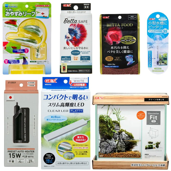 楽天市場】飼育セット ゆとりあるベタ水槽セット 20cm水槽ver 