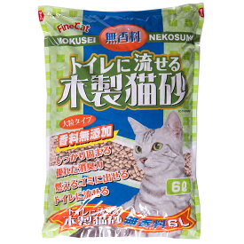 【8／15限定】当選確率2分の1！1等最大100％　猫砂　常陸化工　トイレに流せる木製猫砂　無香料　6L　お一人様6点限り