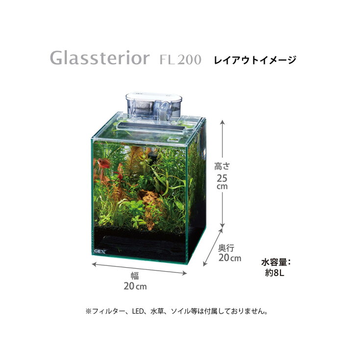 楽天市場】GEX ガラス水槽 グラステリア FL200 20×20 