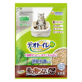 デオトイレ　猫用　サンド　消臭・抗菌チップ　天然木　飛び散らないねこ型チップ　4L　おしっこ　ペット用品　ユニチャーム　関東当日便