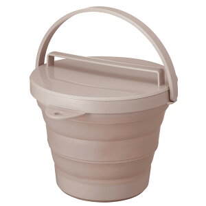 折りたたみ フタ付きソフトバケツ 8L ベージュ 伊勢藤 関東当日便