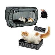 猫壱　ポータブルケージとトイレのセット　猫の安心＆快適を持ち運べる　猫　簡易ケージ　折りたたみ　避…
