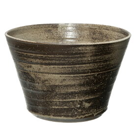睡蓮鉢　国産　手作り睡蓮鉢　益子焼　彩（SAI）　姫睡蓮鉢　炭化　直径約23cm　ビオトープ　関東当日便