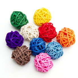 Leaf　カラフルラタンボール　10個　鳥用おもちゃ　関東当日便