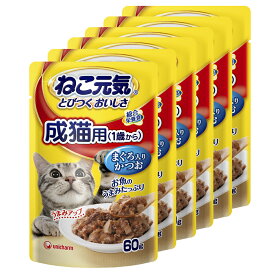 ねこ元気　総合栄養食　パウチ　成猫用（1歳から）　まぐろ入りかつお　60g×6袋　キャットフード　関東当日便